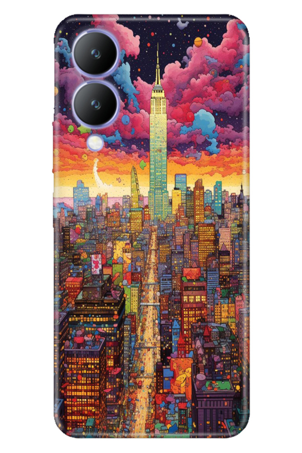 Vivo Y17S Case Patterned Cover Colorful Silicone Cvr Retro Newyork