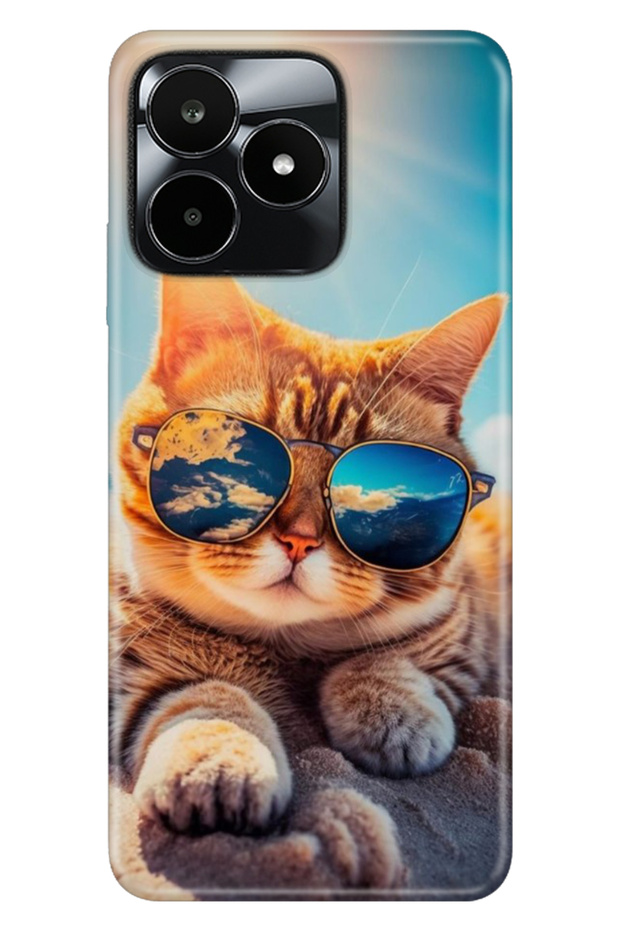 Realme C53 Case (Rmx3760) Compatible Patterned Silicone Colorful Tpu Uv Cat