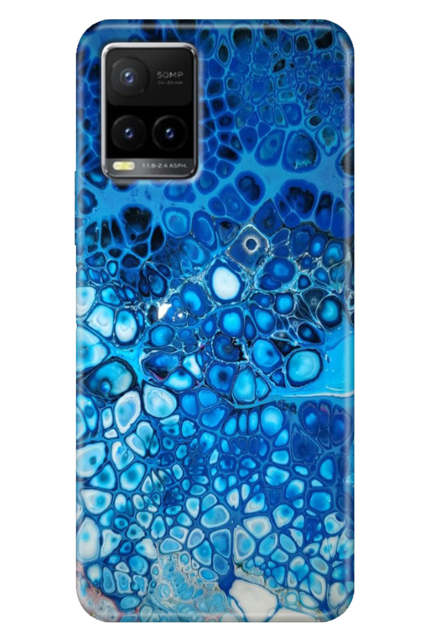 Vivo Y21S Y33S Y32 Case Patterned Silicone Flexible Cover Deep Blue