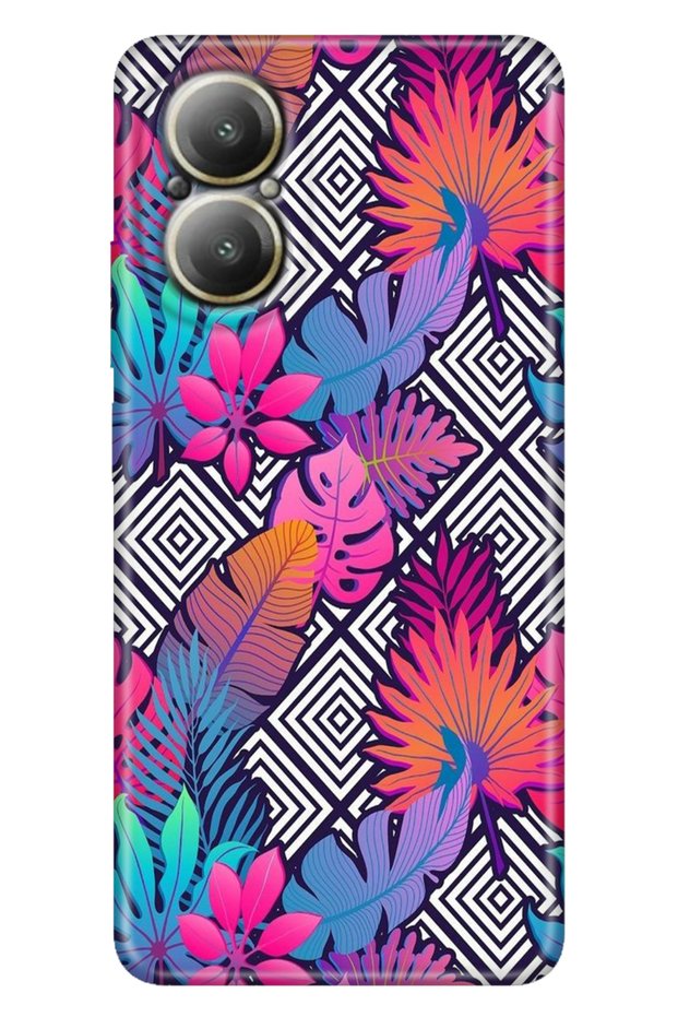 Realme 12 Lite Case Colorful Rubber Printed Patterned Silicone Tpu Botanical