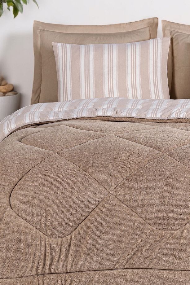 Uyku Seti Wellsoft Yorganlı Puffy 3 Parça Tek Kişilik GentleTouch Bej - 3