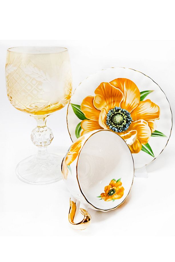 TEK KİŞİLİK YELLOW FLOWER KAHVE FİNCAN VE KAHVE SU BARDAĞI - 2