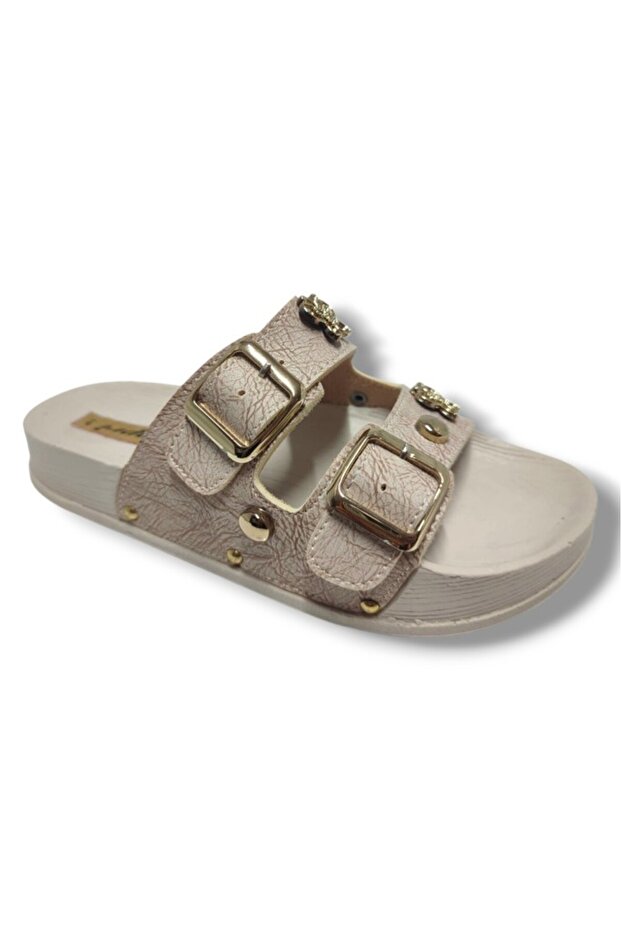 Capri 9001-25 leather double strap buckle women's slippers