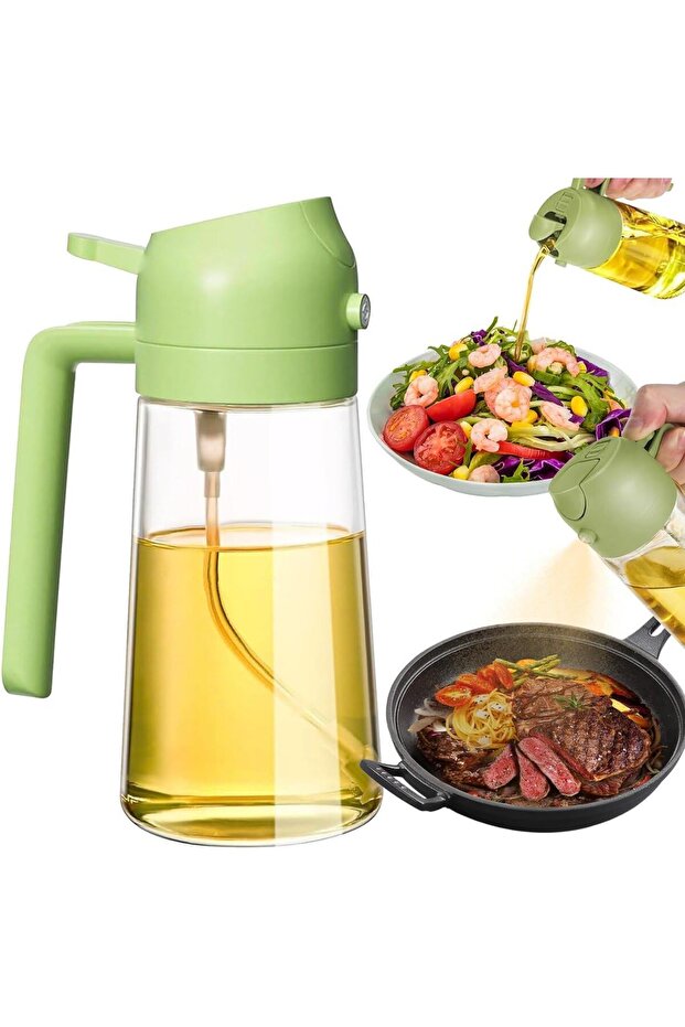 وعاء زيت بخاخ زجاجي كبير الحجم سعة 600 مل مع وظيفة مزدوجة - 1