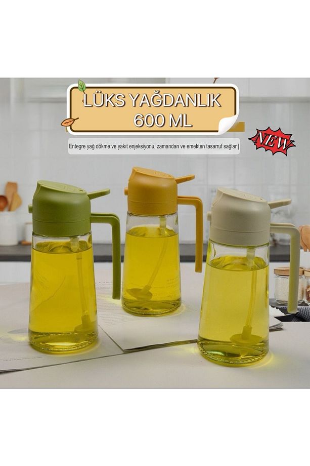 Çift Fonksiyonlu BÜYÜK BOY 600 ml Cam Püskürtmeli Yağdanlık - 4