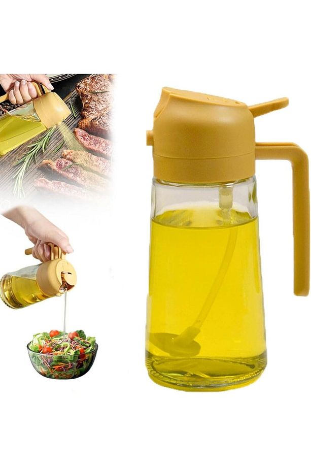 Çift Fonksiyonlu BÜYÜK BOY 600 ml Cam Püskürtmeli Yağdanlık - 1