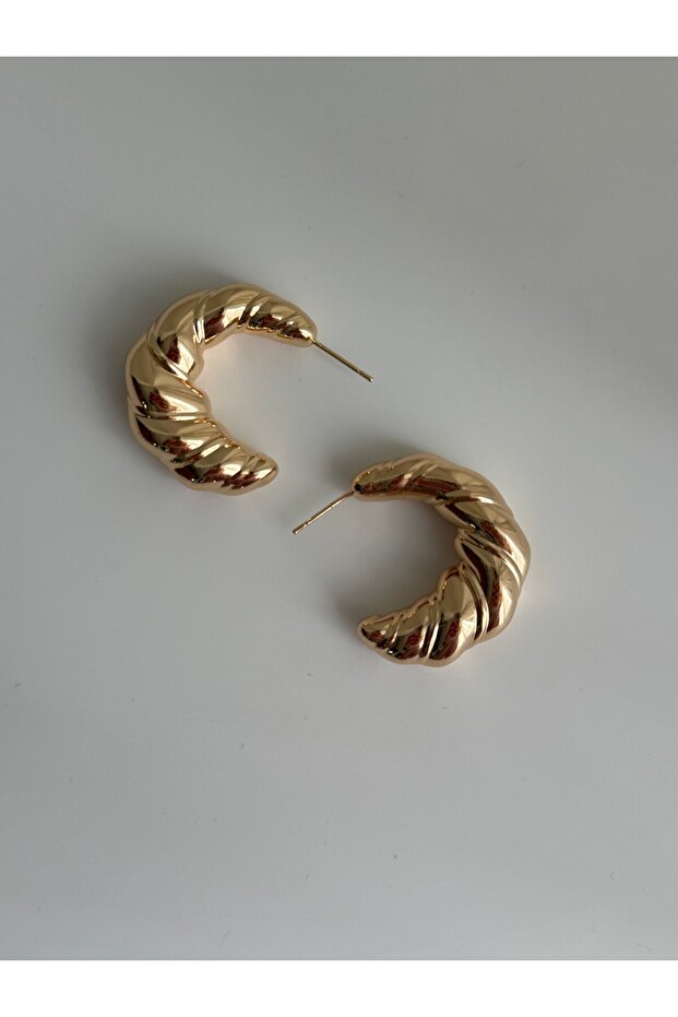 Steel Rose Gold Vintage Model Auger Croissant Earrings - Does Not Tarnish -