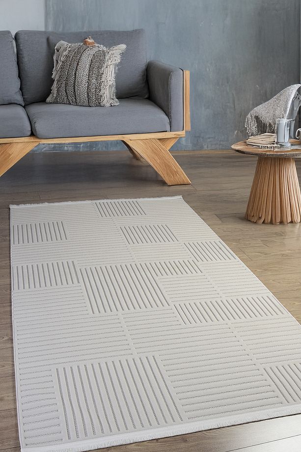Beyaz Sisal Salon Oturma Çocuk Odası Dokuma Makine Halısı Mutfak Hasır Yolluk Bukle Loop - 1