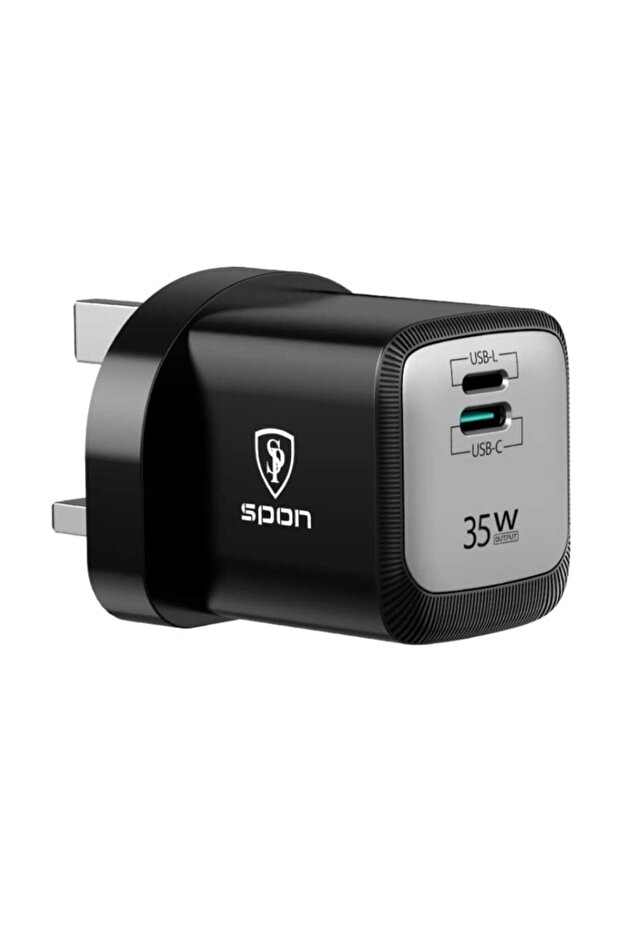 شاحن جداري بقوة 35 وات سريع الشحن مع منفذ USB-C ومنفذ USB-L