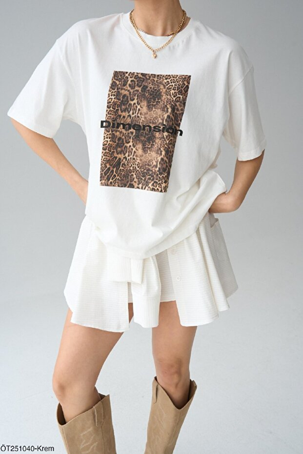 تي شيرت مطبوع بنمط الفهد - 3