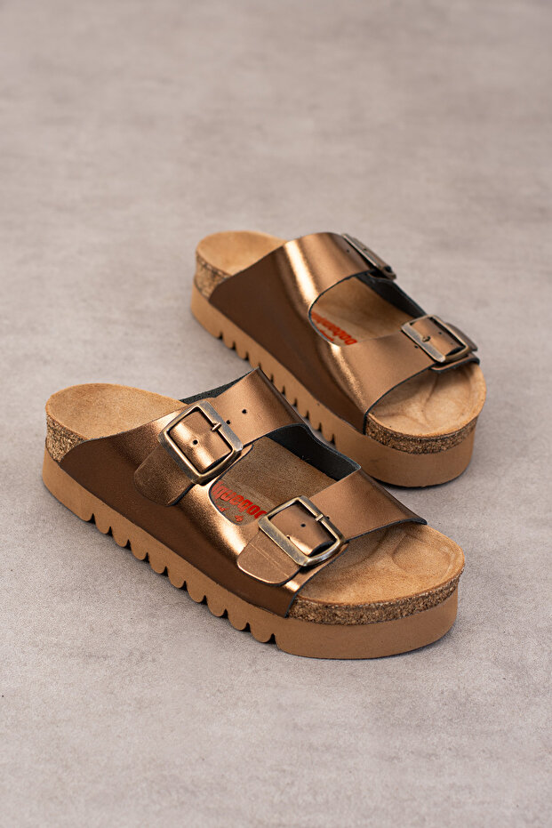 Tokyo Genuine Leather Cork Sole Orthopedic High Eva Women's Slippers
