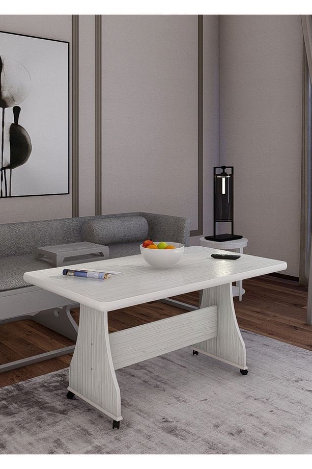 Tekerlekli Mdf Masa %100 Mdf Salon Orta Sehpa Yemek Masası Ofis Sehpa - 1