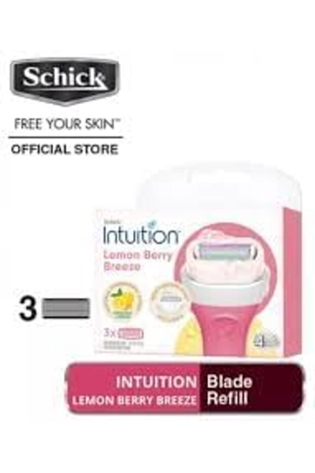 Intuition Lemon & Raspberry Refill Razor, 3 Count - 4