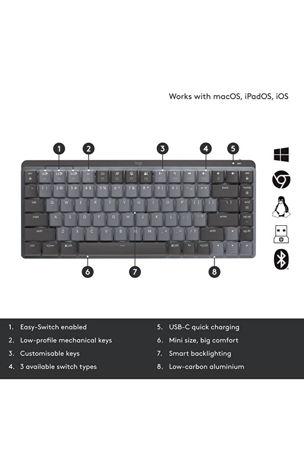 Tastatură wireless Logitech MX Mechanical Performance Mini - 8