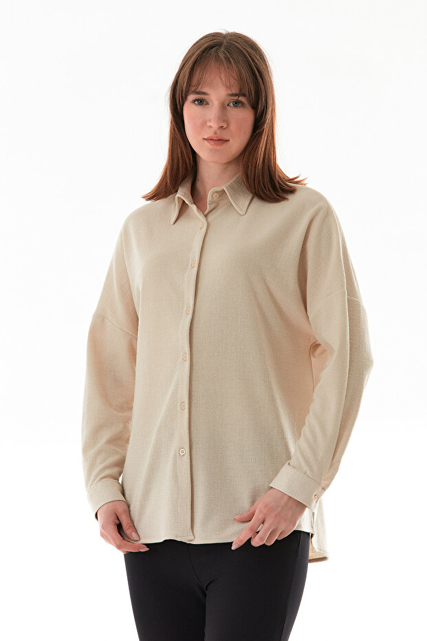 Basic Jakarlı Oversize Gömlek - 2