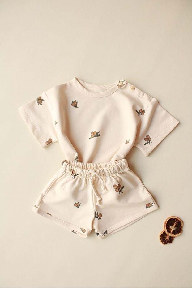Olive Printed Shorts Set - 3