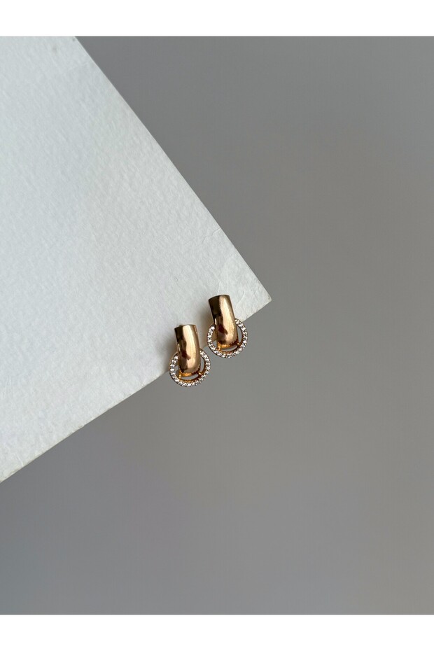 Steel Rose Gold Stone Lincoln Earrings -Not Tarnish-