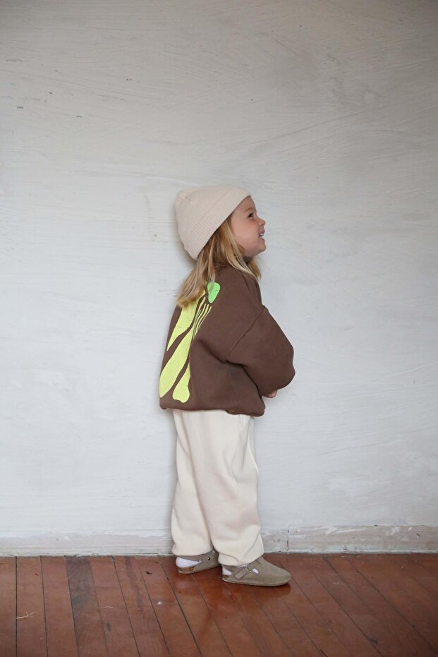 Yellow Back Printed Children's Tracksuit Set