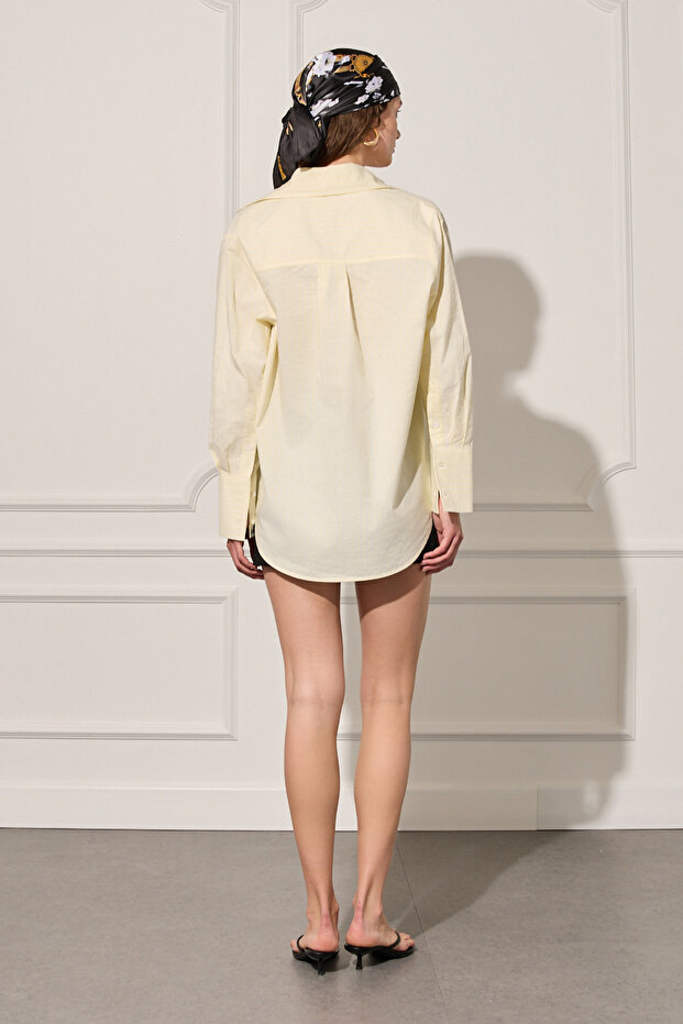 Oversize Çizgili Gömlek - 4