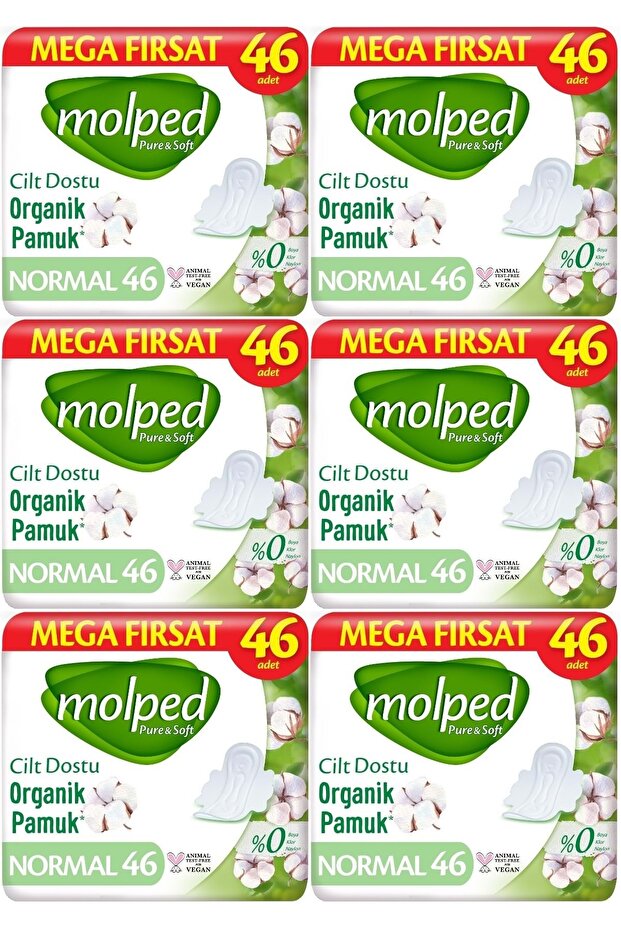 فوط صحية Pure&Soft بحجم عادي، عدد 276 قطعة (6 عبوات × 46 قطعة)، عبوة ميجا