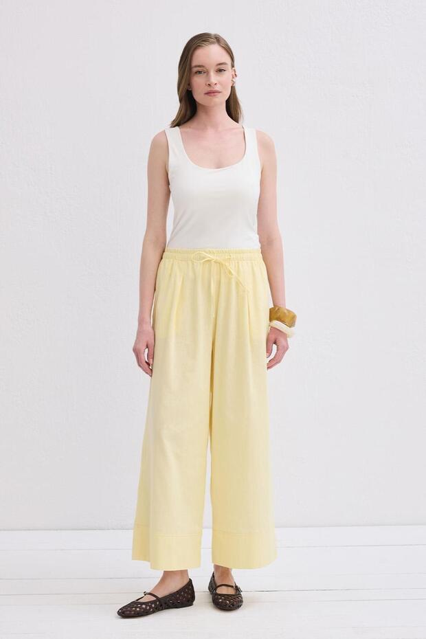 Doren Linen Trousers Lemon Yellow