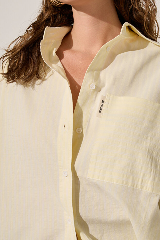 Oversize Çizgili Gömlek - 3