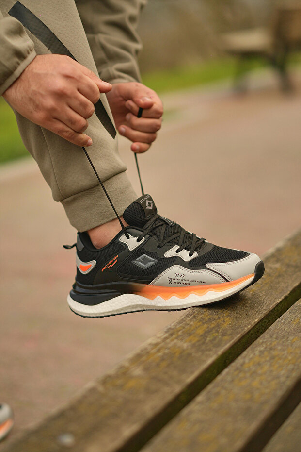 Men's Black Orange Sneaker Casual Sports Shoes 042