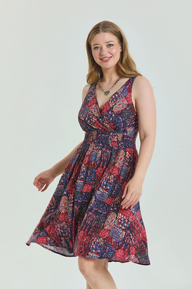 V-Neck Robadan Large Size Dress