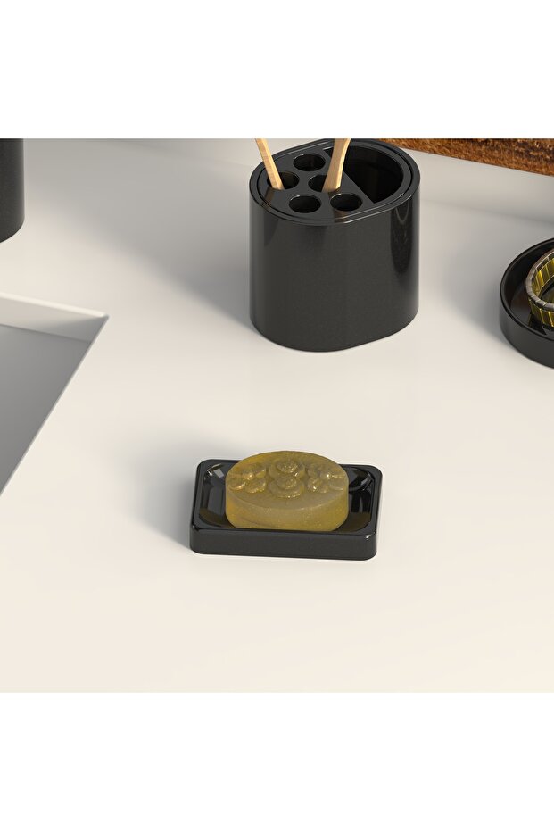 جرانيت صلب مركب مع موزع صابون أسود - 6