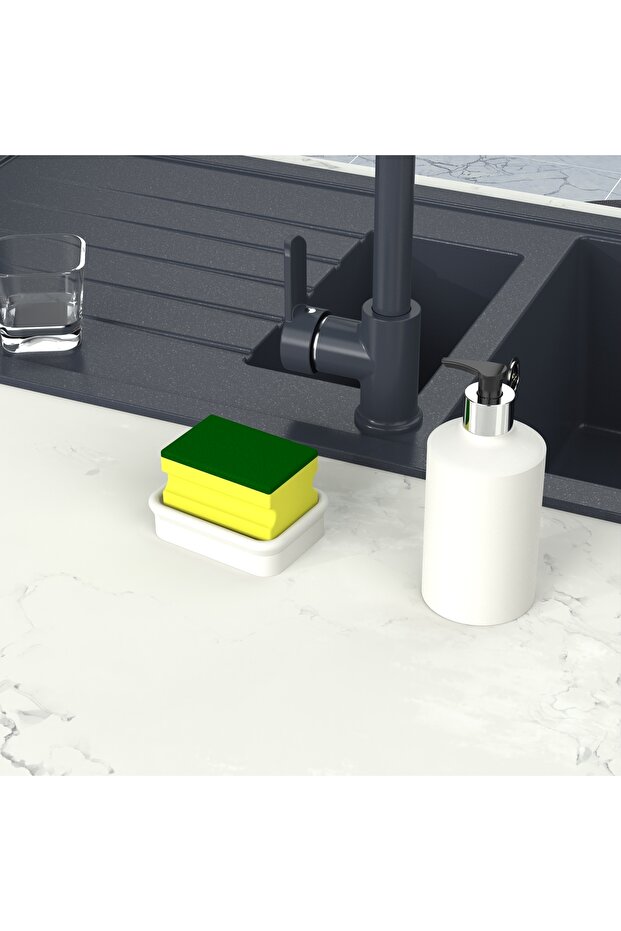 موزع صابون صلب مع حجرة جرانيت باللون الأبيض - مركب - 6