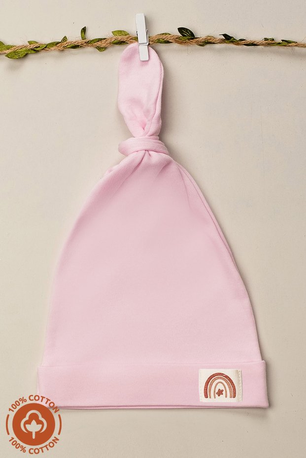 Unisex Baby Crest Detailed Laced Combed Organic Cotton Newborn Baby Beanie