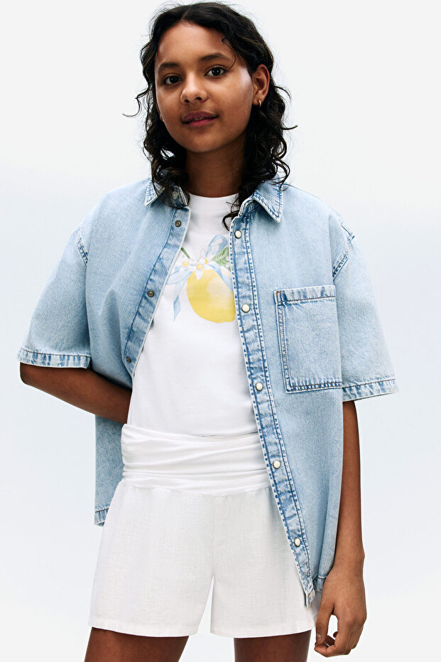 Keten Karışımlı Şort - 1