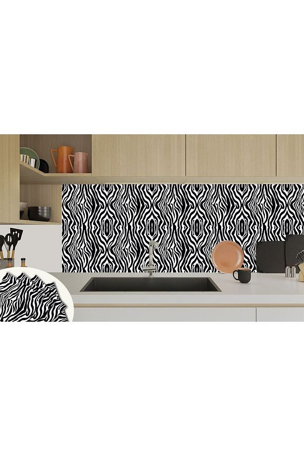 Kendinden Yapışkanlı Zebra Desenli Pvc Karo 30x30 Cm (33 Adet) 3m2 - 5