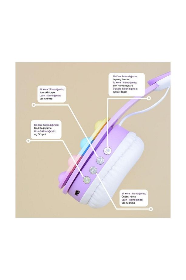B30 Rgb Pop It Bluetooth Kulaklık Mor - 6