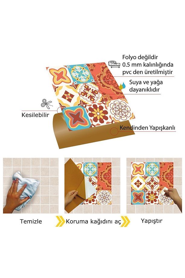 Kendinden Yapışkanlı Lunapark Desenli Pvc Karo 30x30 Cm (33 Adet) 3m2 - 3