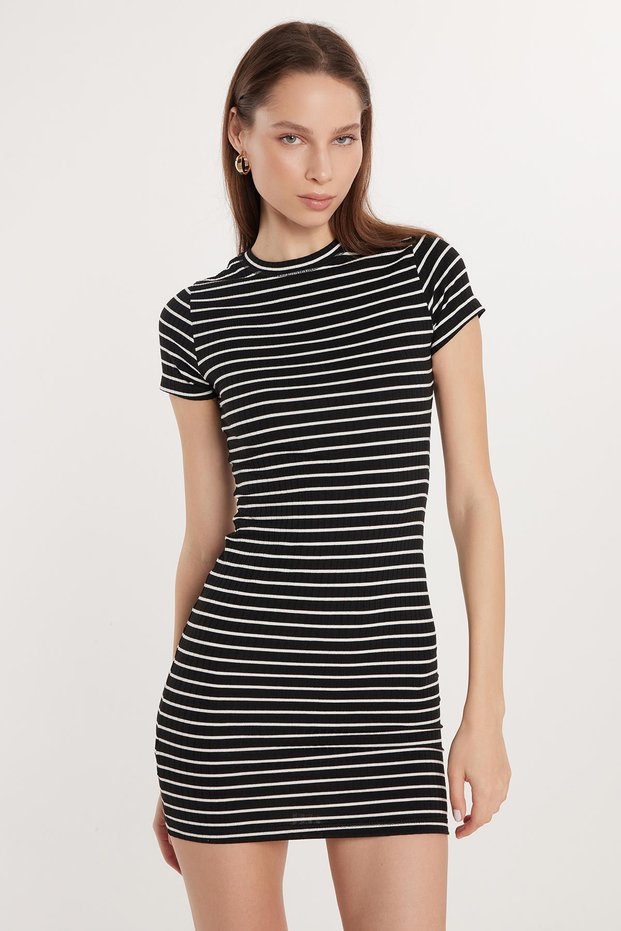 Women's Slim Fit Slim Fit Short Sleeve Crew Neck Striped Dress
