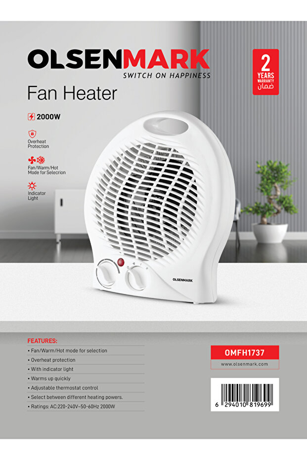 Fan Heater With Multi Function Two Heating Powers, Omfh1736, Mini Heater - 1