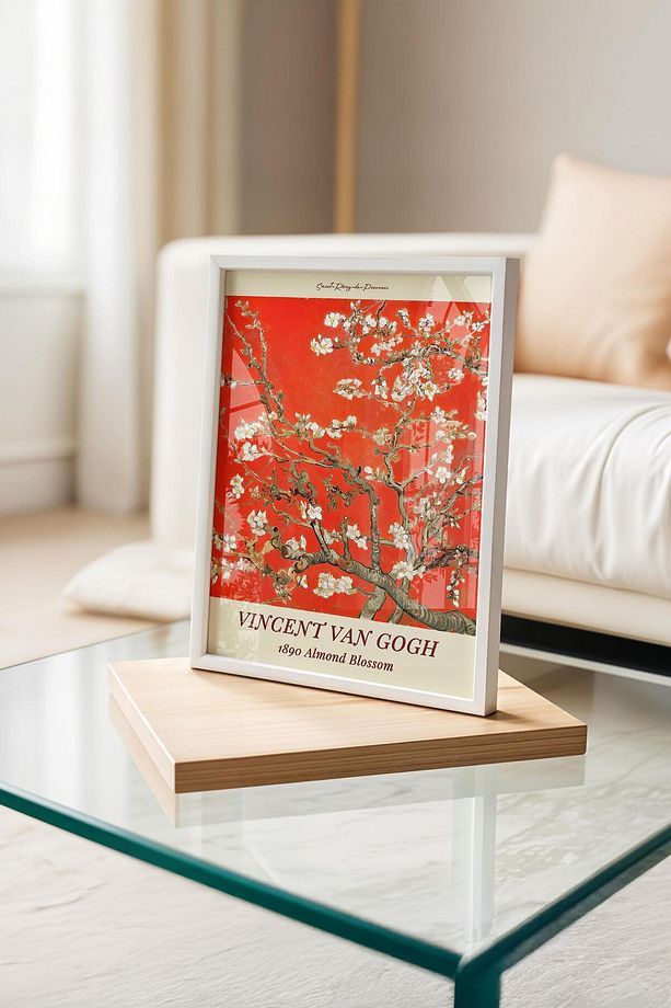 Çerçeveli Van Gogh "Badem Çiçekleri" Premium Tablo: Canlı Renklerle Baharın Müjdesi - 5