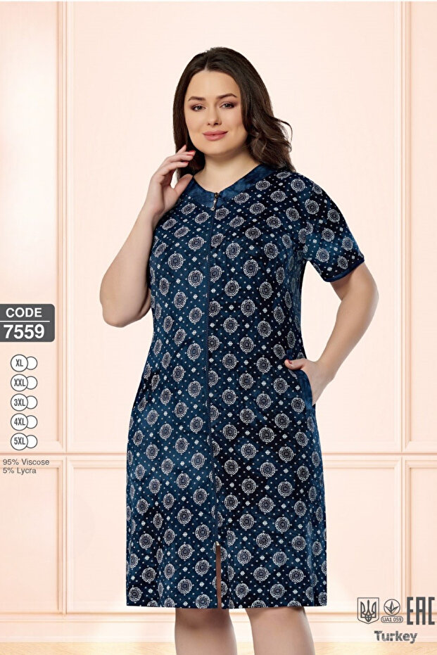 Women's Large Size Viscose Lycra Fabric Zippered Summer Dress