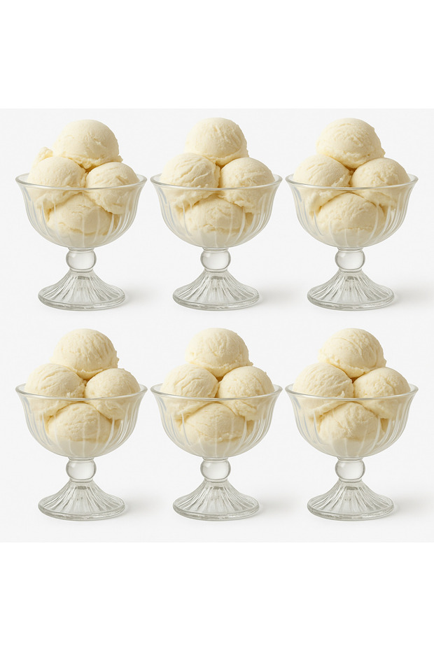 Cut-Out Pattern Ice Cream – Dessert – Cookie Glass Bowl Set – 6 Pieces – 180 Ml.