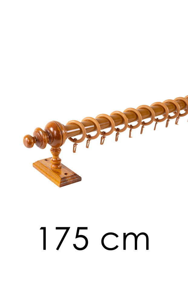 Meşe Raysız Ahşap Rustik Perde Askısı - Rustik Borusu 175 Cm - 1