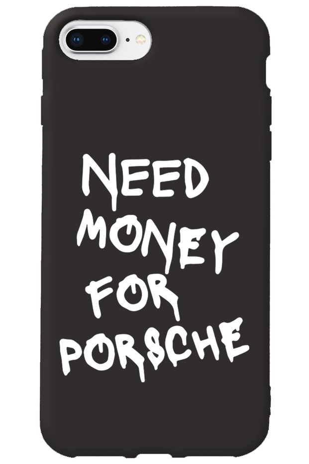 Silicone Phone Case for iPhone 7 Plus Black Inside Velvet Need Money Pattern