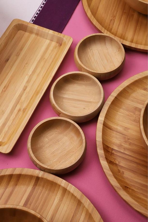 Bambu Glow 6 Kişilik 31 Parça Doğal Bambu Kahvaltı Takımı – Kahvaltı Seti Sunum Seti - 4