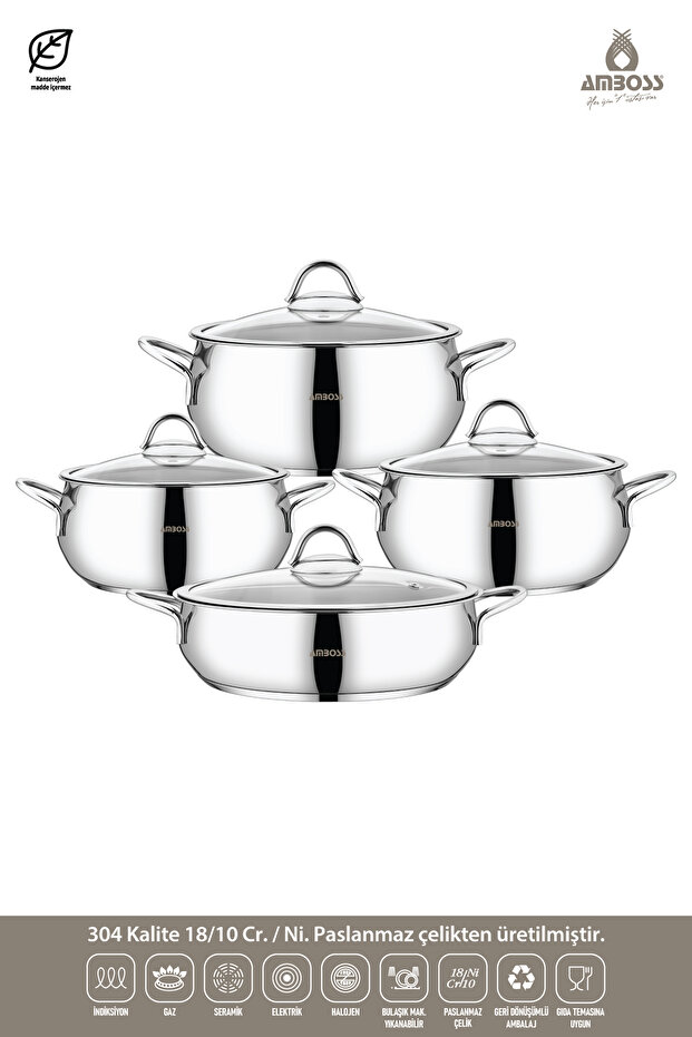 Stone 8 Parça Çelik Tencere Seti - 7