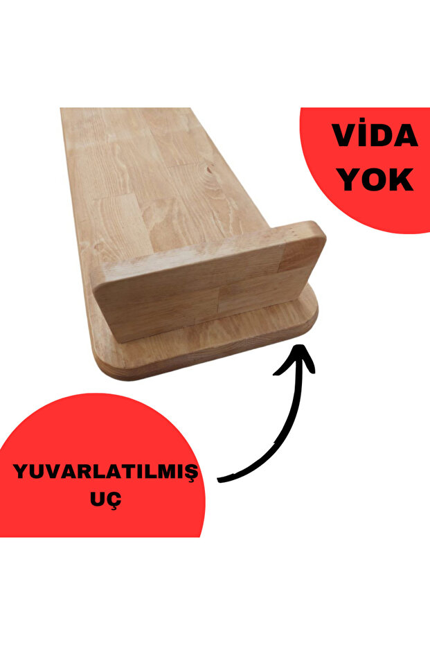 Masif Doğal Ahşap Monitör Standı Yükseltici Organizer Kayın Ağacı - 2