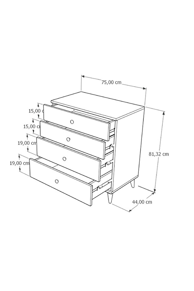 Mirabel Dekoratif 4 Çekmeceli ayaklı Şifonyer Rivoli - 5