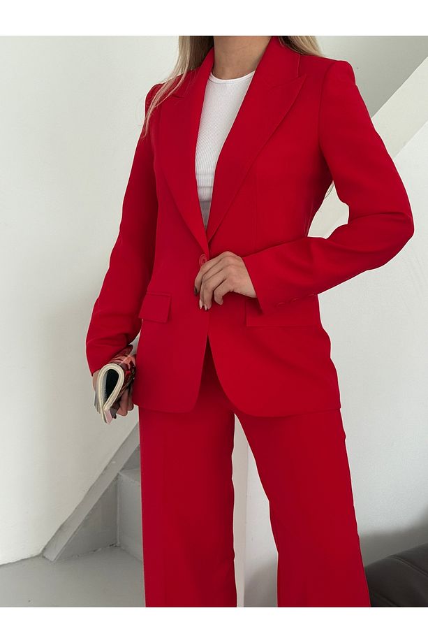 Blazer Takım Elbise Tek Düğme Ceket Pantolon - 3