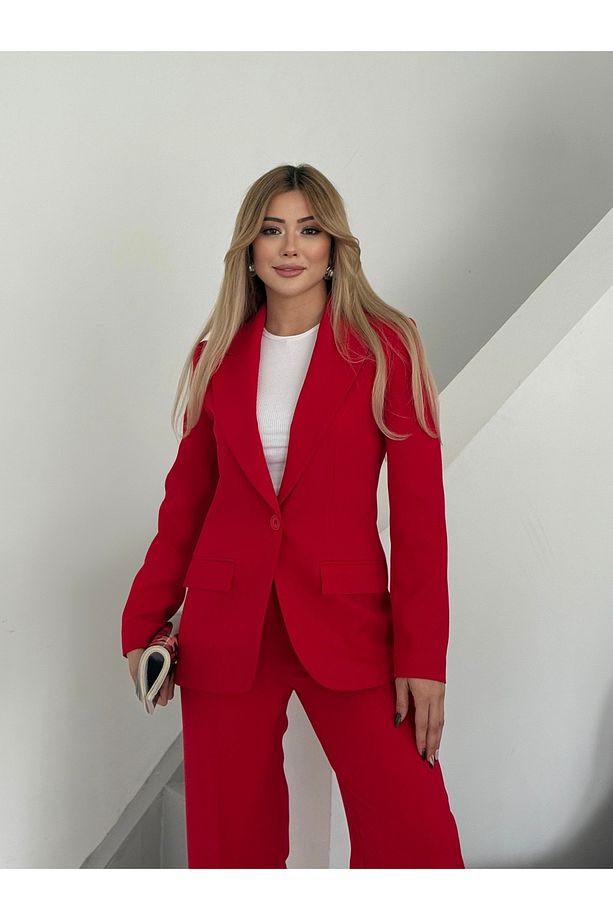 Blazer Takım Elbise Tek Düğme Ceket Pantolon - 4
