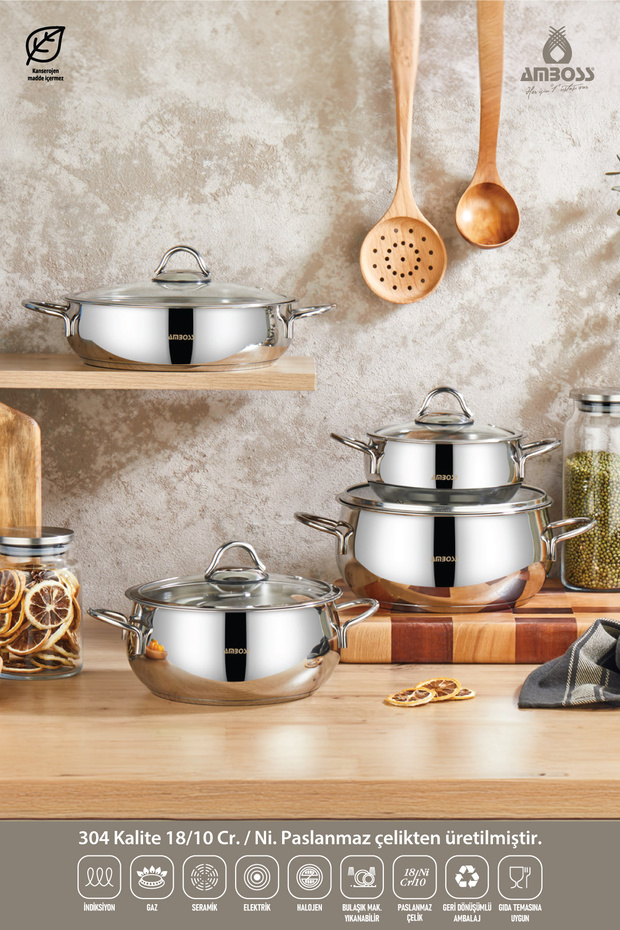 Stone 8 Parça Çelik Tencere Seti - 1