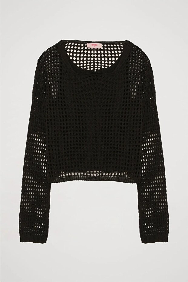 Ajurlu İkili Triko Siyah - 1